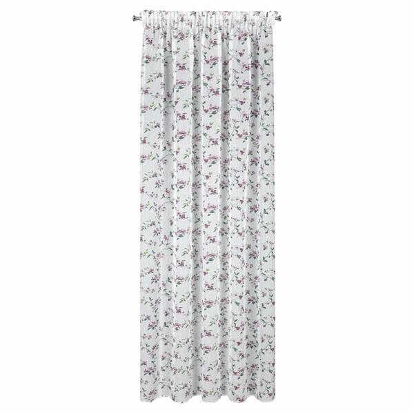 Hotová záclona s riasiacou páskou - Dina, biela s kvietkami 140 x 270 cm